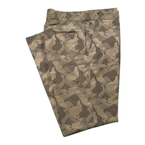 Mens 36 Gurkha Pants Tan Brown Camo Cotton Jacquard Flat Front Straight Trousers - Picture 1 of 8