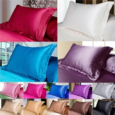 Satin Pillowcases Cushion Cover Bedroom Decor Imitation Silk Pillow Case - image 1 of 4