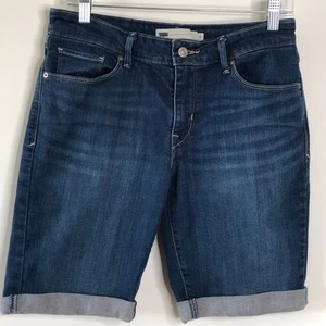 Levi's Jean Shorts 8 Blue Jeans Cuffed 9" Inseam Dark Blue - Picture 1 of 6