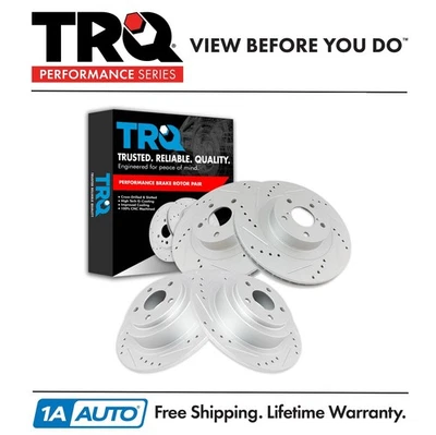 TRQ Drilled Brake Rotor Set Fits 2003-2006 Subaru Baja 2001-2004 Legacy Outback - Image 1 of 4