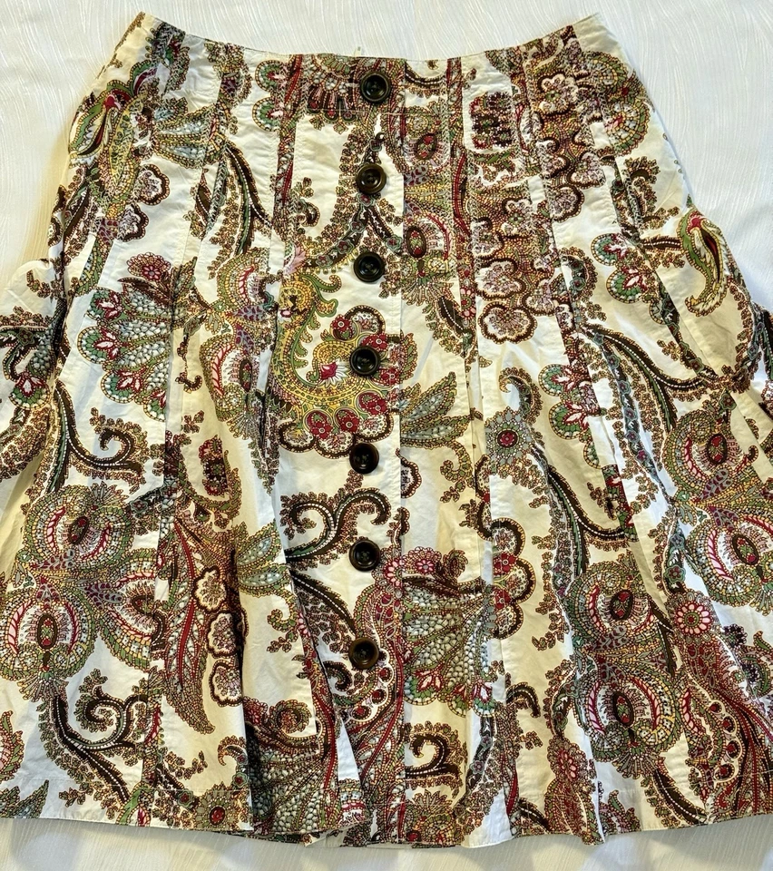 CAbi #861 Paisley Skirt Sz 8 Boho Cotton Y2K 2008 2012 Rare Festival Retro NWOT - Image 1 of 4