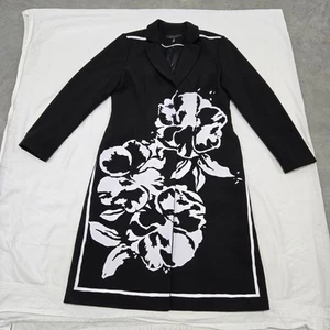 Size MEDIUM Womens White House Black Market Evening Coat 2 Button Floral WHBM - Picture 1 of 24