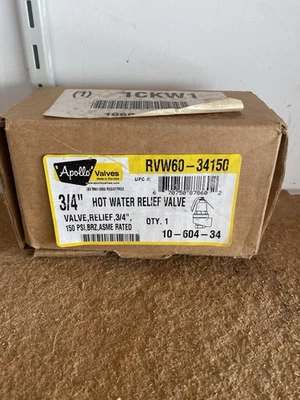 Apollo 3/4” Hot Water Relief Valve. RVW60-34150. 150psi - Image 1 of 4