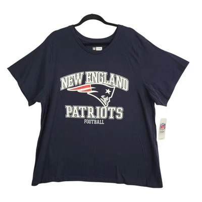 NFL Women 2X New England Patriots Short Sleeve T-Shirt Navy Football Cotton NEW - Image 1 of 4