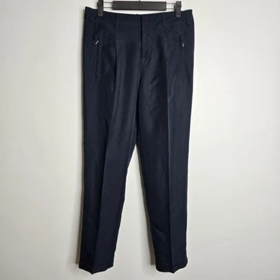 Pantalones de vestir Club Monaco plisados cónicos azul marino para mujer 2 bolsillos con cremallera Foto 1 de 4