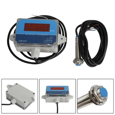 DARUPSUN DC 8-24V Hall Tachometer Digital LED Motor Speed Meter Tester IP68 Waterproof