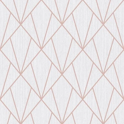Papel pintado oro rosa Muriva Indra 154102 - característica geométrica metálica elegante Foto 1 de 3