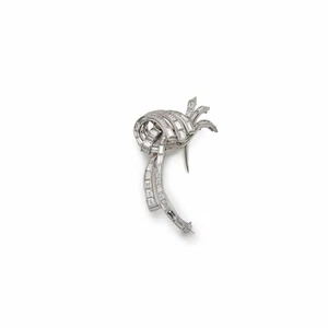 Baguette-Cut Diamond Brooch - Picture 1 of 4