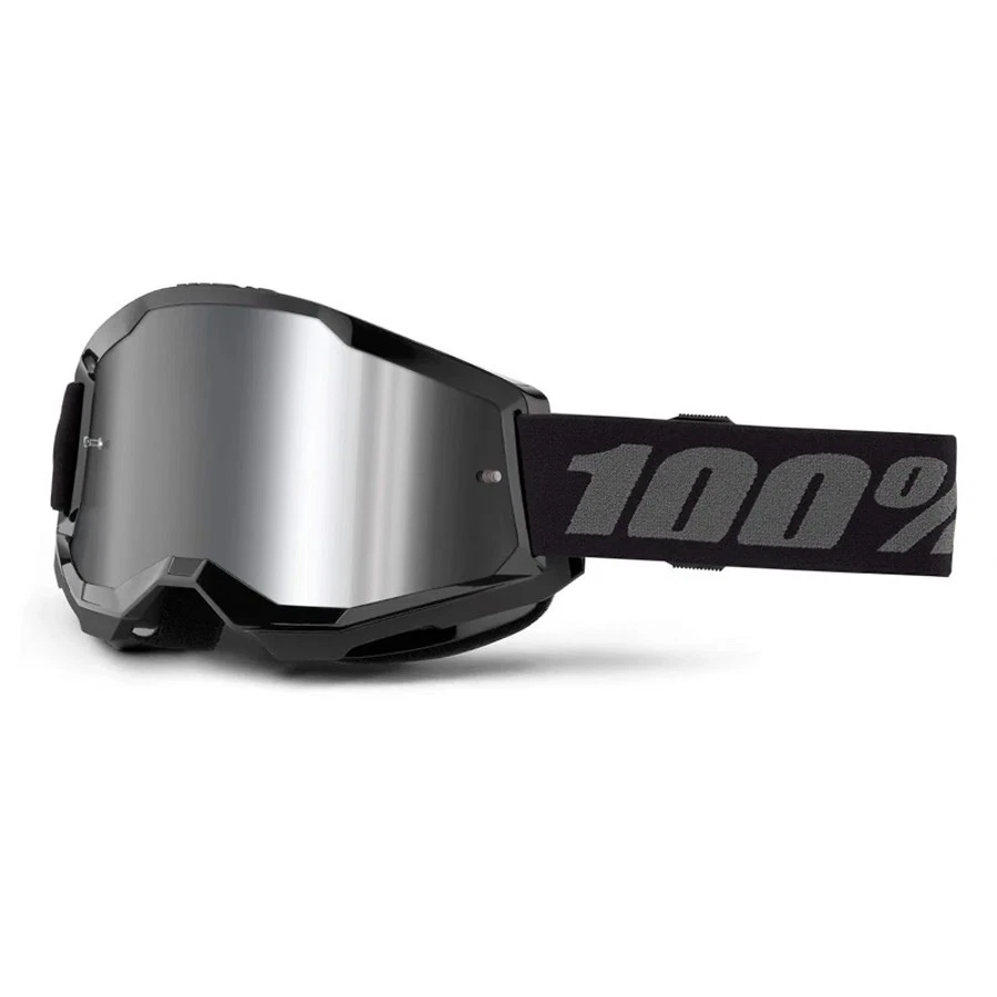 Gafas De Motocross MX Strata 2 De 100% Negro Claro / Espejo - Imagen 1 de 1