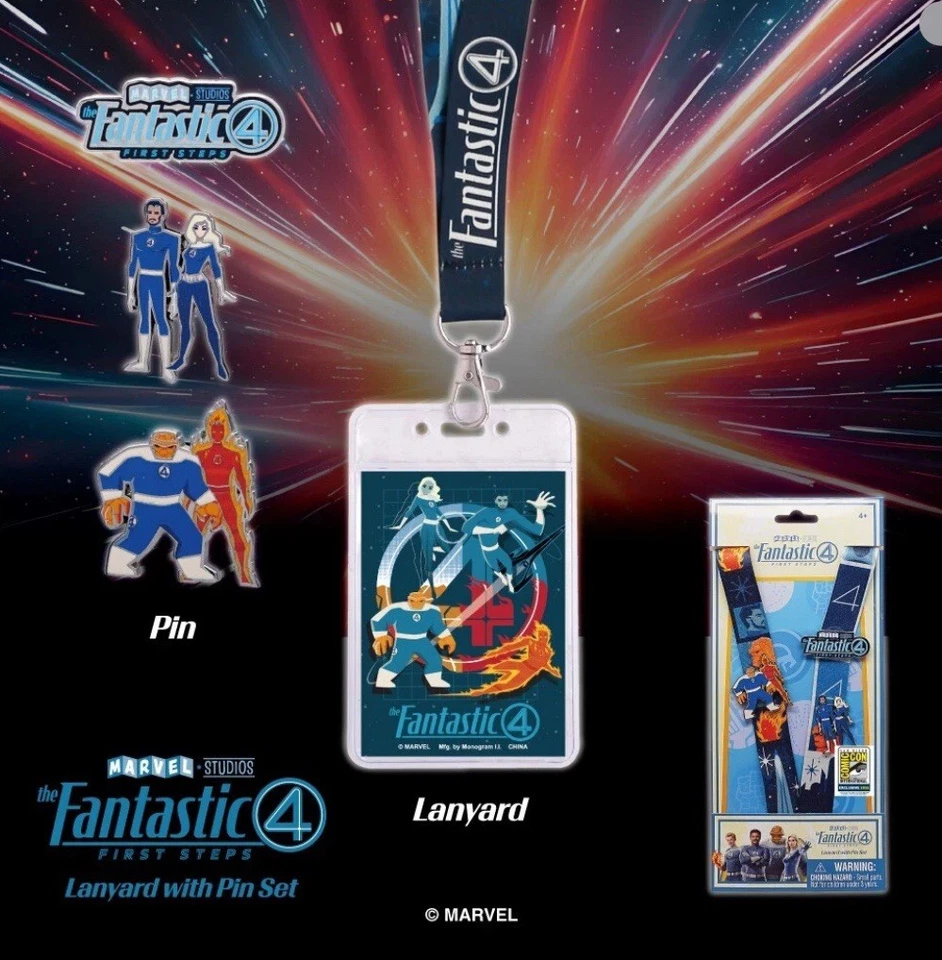 SDCC 2025 Monograma Exclusivo Fantastic Four (Película) - Juego de cordones y pasadores en mano Foto 1 de 1