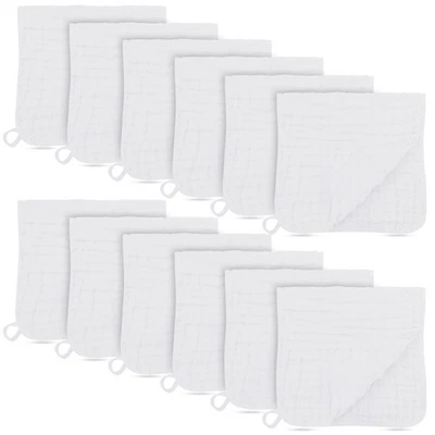 Paquete de 12 paños para eructos de muselina - grandes 20 x 10, 100 algodón ultra absorbente para ba... Foto 1 de 4