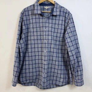 Camisa informal de algodón azul XXL de manga larga a cuadros de cobalto de carbono 2 para hombre - Imagen 1 de 8