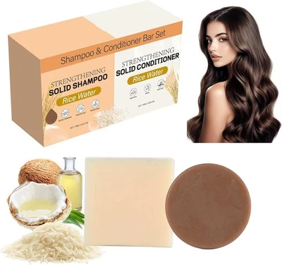 ORKNGLOWY Rice Water Shampoo & Conditioner Bar Set - Promote Hair Growth, Shampoo and Con