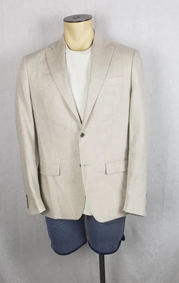 Blazer Robert Graham Para Hombres 40R Beige Lino Calce Moderno Abrigo Deportivo Forro Cachemira Foto 1 de 4