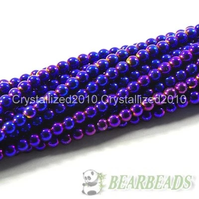 Cuentas redondas de piedras preciosas de hematita natural de 2 hebras color metálico 6 mm 8 mm 10 mm 16" Foto 1 de 4