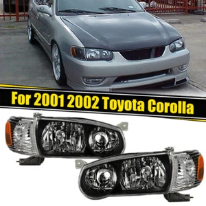4pcs Fit 2001-2002 Toyota Corolla Black Headlight+Corner Signal Lamp Left+Right - Foto 1 di 14