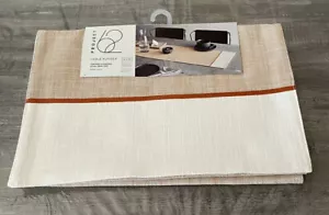 Runner da tavolo rettangolare PROJECT 62 72" x 14" bianco marrone 100% cotone NUOVO cucina - Foto 1 di 5