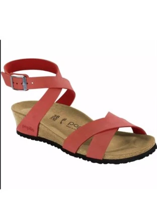 Papillio By Birkenstock Size 7 EU 37 Lola Coral Nubuck Wedge Sandals NEW No Box - Image 1 of 4
