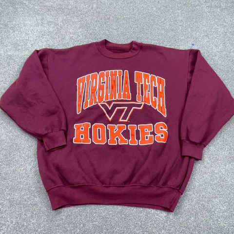 Vintage Virginia Tech Hokies Sweatshirt Men Large Sweater Crew Neck USA 80s 90s Cover