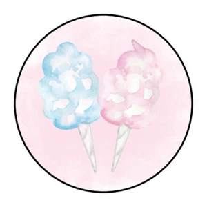 Zuckerwatte Aufkleber, Etiketten, Tags, Umschlagsiegel rosa blau - Bild 1 von 2