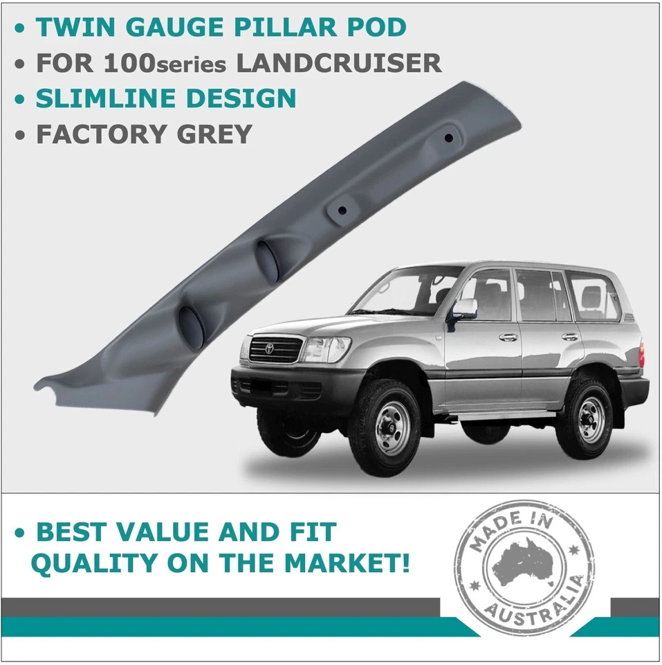 DUAL PILLAR POD 2 GAUGE HOLDER FOR TOYOTA 100/105 SERIES LANDCRUISER 98-07 GREY - image 1 of 1