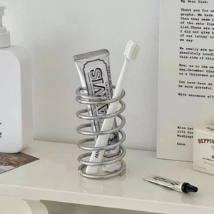 Toothbrush Holder Metal Bathroom Tool for Toothpaste Makeup Brush Storage Rack - Picture 1 of 7