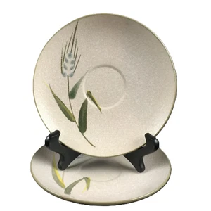 Juego de 2 platos de platillo de arroz salvaje Sears de colección gres verde trigo 4103 Japón - Imagen 1 de 8