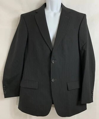 Мужской блейзер Merona размер 40R черный в тонкую полоску на двух пуговицах однобортный с подкладкой - Изображение 1 из 4