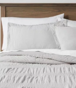 Threshold, King Seersucker Light Gray, Duvet Cover & Sham. - Picture 1 of 4