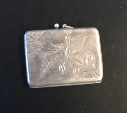 ANTIQUE VICTORIAN STERLING SILVER  11.64 G DANCE CARD HOLDER 1.5 X 1 1/8” Cover