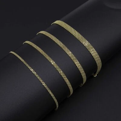 Pulsera Cadena Bismark 7.25" Oro Amarillo 14K Real Todos los Tamaños Foto 1 de 3