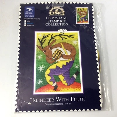 Kit de estampillas postales de Estados Unidos de punto de cruz contado colección reno con flauta 7 x 5 Foto 1 de 4