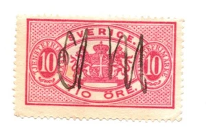Estampilla usada oficial de Suecia 1895 10 minerales carmín Perf 13 Scott O17 - Imagen 1 de 1