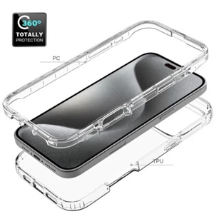 For iPhone 16 Pro Max/16 Plus/16 Clear 360 Full Body Rubber TPU Shockproof Case - Picture 1 of 16
