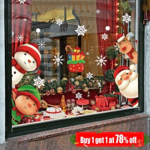 Christmas Xmas Santa Removable Window Stickers Art Decal Wall Home Shop Decor UK - Picture 1 of 13