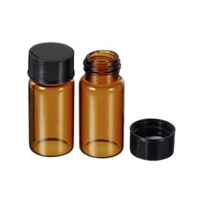 5mL Reagent Glass Storage Bottle 20Pcs Round Plastic Screw Cap Lab Home Brown