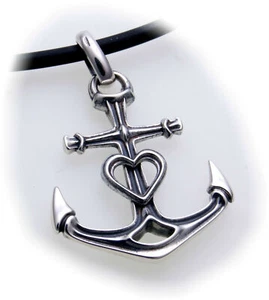 Anhänger Glaube Liebe Hoffnung groß Anker echt Silber 925 Sterlingsilber Neu - Bild 1 von 4