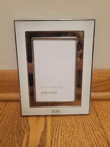 Pottery Barn 2022 Frame White Enamel and Silver for 4" X 6" Picture NIB Sold Out