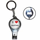 I Love Heart Guitar - Nail Clipper Bottle Opener Metal Key Ring New