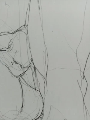 A3 Graphite Pencil Drawing Expressive Sketch of a Male Nude Erotic Art Censored - Image 1 of 4