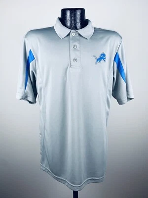 Men's Majestic Cool Base Detroit Lions Gray Polyester Short-Sleeve Polo Medium - Image 1 of 4