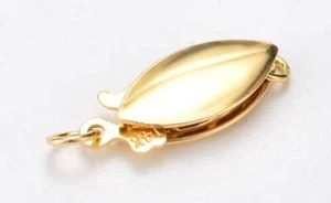 14K Solid Yellow Gold Pearl-Bead-Jewelry Necklace Bracelet frosted Clasp - Picture 1 of 2