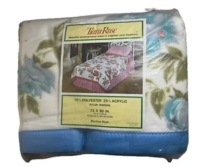 Vintage Chatham Tiera 72"×90" Blau Rose Thermo Twin/Doppel Decke - Bild 1 von 6