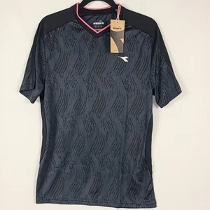 NWT Diadora Black Print Shirt Soccer Football Men's Sz M MSRP $60 - Picture 1 of 5