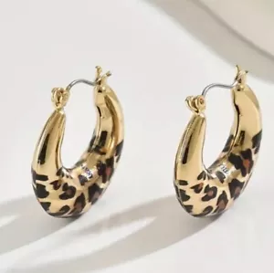 Fashion Jewelry Leopard Print Hoop Earrings - Golden-Toned - Picture 1 of 4