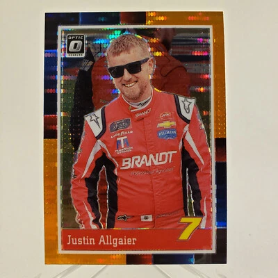 2021 Donruss Racing Justin Allgaier Optic 1988 Retro Orange Pulsar Prizm #79 - Image 1 of 2