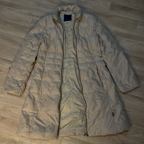 Piumino Vintage MONCLER Piumino Trapuntato Donna Cappotto Lungo Beige Taglia 3 M