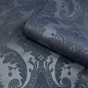 Belgravia Amara Damask Heavyweight Textured Vinyl Wallpaper Blue 7371 - Picture 1 of 2