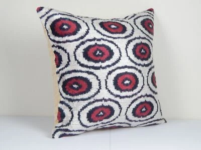 18" x 18" Handmade Decorative Ikat Velvet Pillow - Image 1 of 4