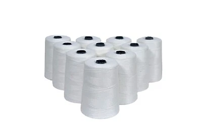 Thread for Bag Closer Sewing Machine Polyester Yarn Pack of 10 White  US - Image 1 of 4